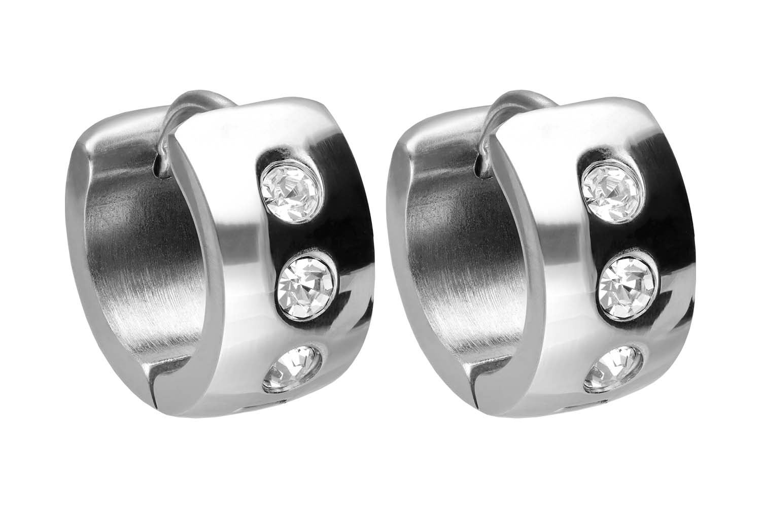 Chirurgenstahl Creolen 3 KRISTALLE ++SALE++ von Piercingline